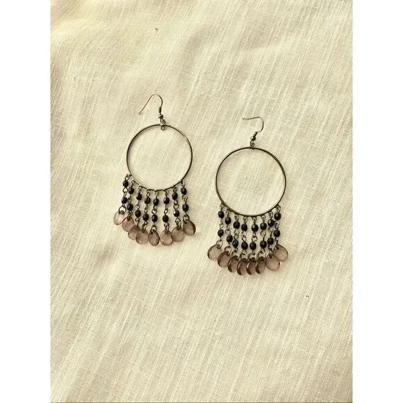 Y2K boho gun metal beaded earrings